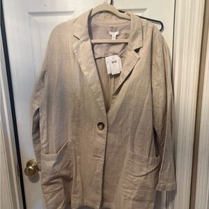 J. Jill Light Tan Linen Blazer